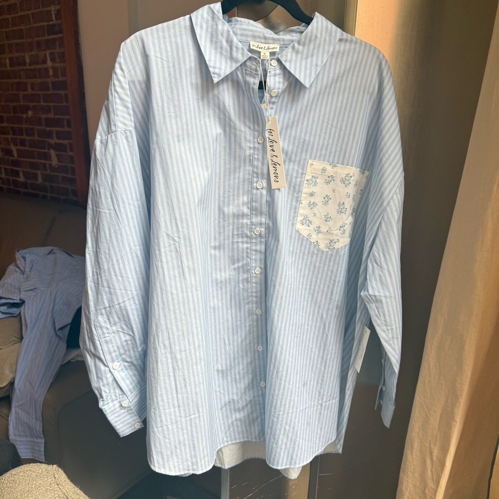 SET For Love And Lemons Light Blue and White Floral Mini Skirt W/ Matching Top